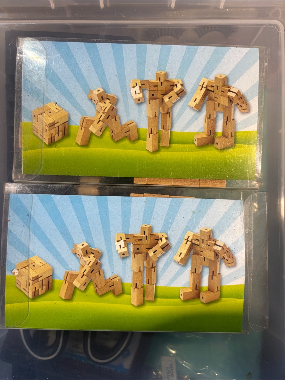 2-Pack Wooden Buildable Robot Toy Set - Natural Wood Color